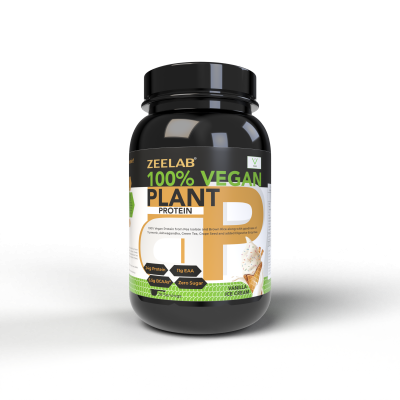ZEELAB 100% Vegan Plant Protein, Vanilla Ice Cream